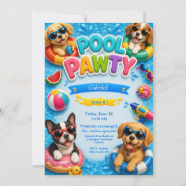Pool Pawty Valp Födelsedagsinbjudan  Inbjudningar