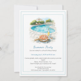 Pool & Pizza Sommarfest Invitation Inbjudningar
