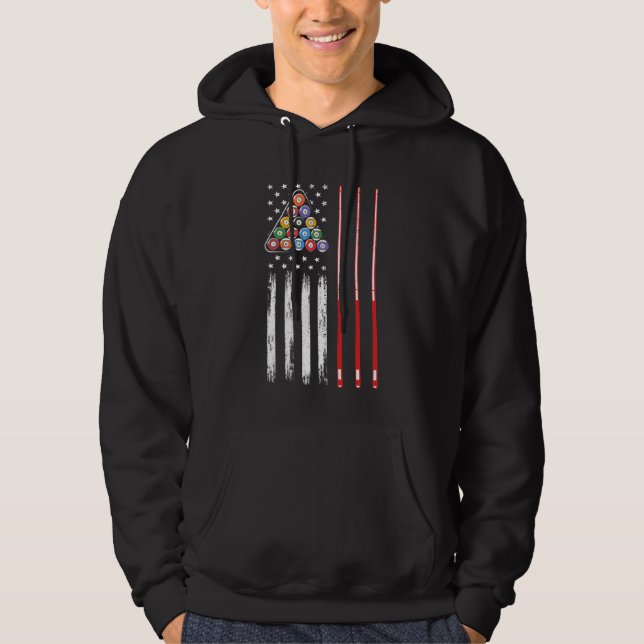 Pool Player American Flag Hoodie (Framsida)