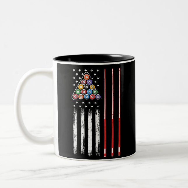 Pool Player American Flag Två-Tonad Mugg (Vänster)