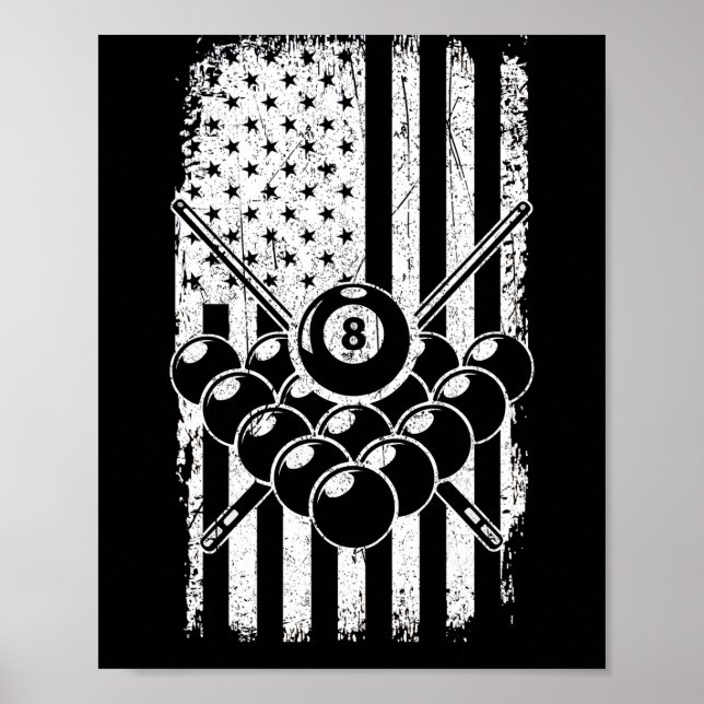 Pool Player American USA Flag Billard Poster (Framsidan)