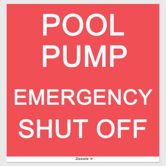 POOL PUMP Nödstopp Etikett (Ark)