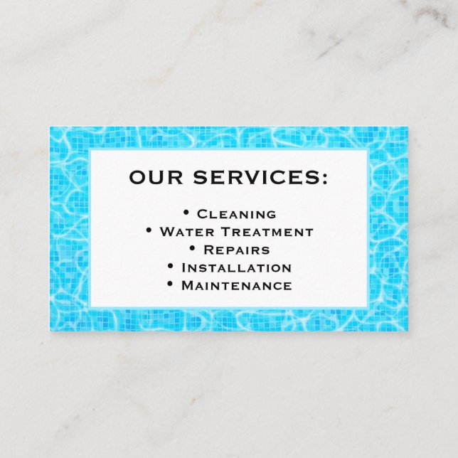 Pool Service Business Card Template Visitkort (Baksida)