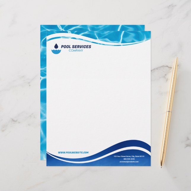 Pool Services Company Letterhead | Swimming Pools  Brevhuvud (Fram/Back In Situ)