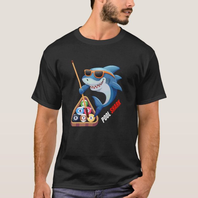Pool Shark  Cool Shark Biljardspelare T Shirt (Framsida)