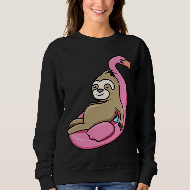 Pool Side Beach Top Cute Sloth Relaxing In Pool Dr T Shirt (Framsida)