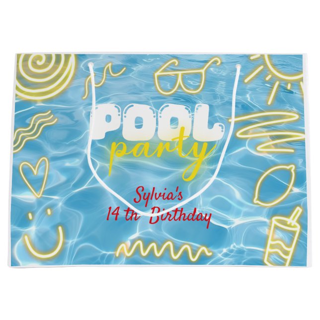 Pool sommar neon vibbar födelsedagsfest (Framsidan)