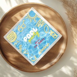 Pool summer neon vibes birthday party pappersservett