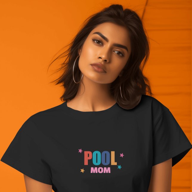 Pool swimming sommar typografi svart mamma T-Shirt (Skapare uppladdad)