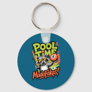 Pool tid madafakas rolig tvättbjörn biljardspelare nyckelring