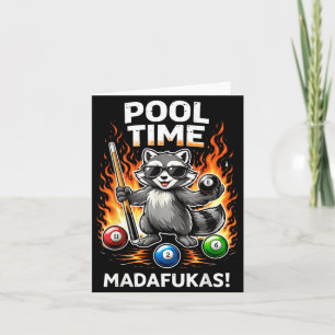 Pool Time Madafakas Rolig Tvättbjörn Biljardspelar Kort