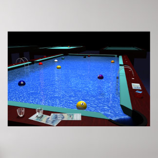 "Pool" - Vacker Biljardaffisch Poster