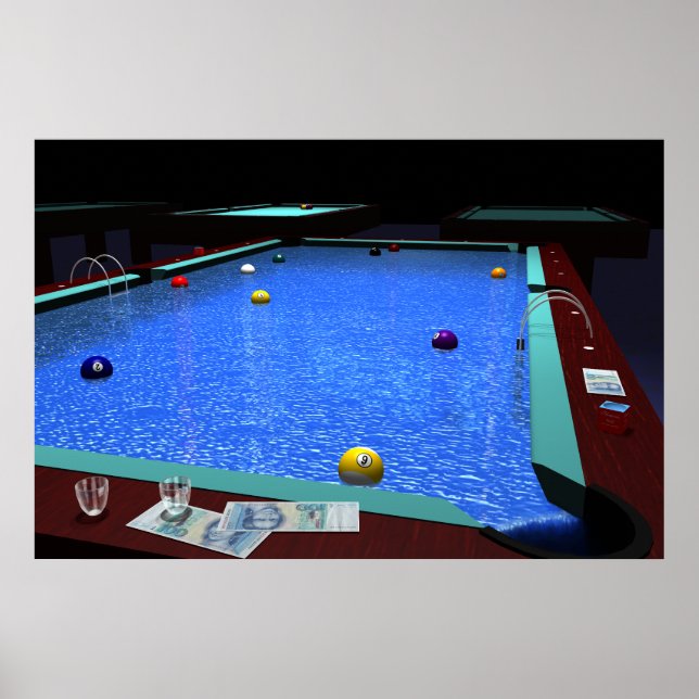 "Pool" - Vacker Biljardaffisch Poster (Framsidan)