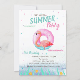Poolängflamingo Födelsedagsfest Inbjudningar
