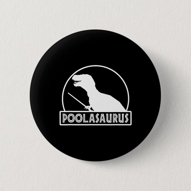 Poolasaurus Billiard Player Dinosaur Snooker åtta Knapp (Framsida)
