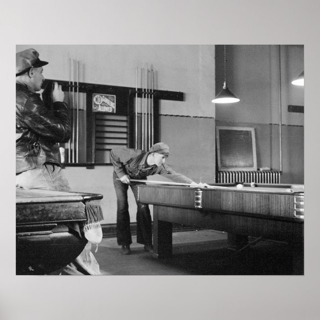 Poolbiljard, 1940. Gammalt foto Poster (Framsidan)
