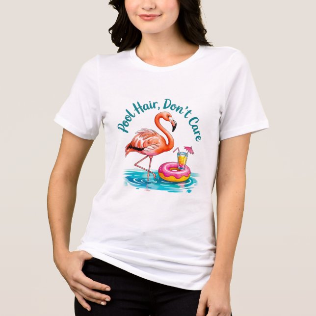 Poolhår Bryr Sig Inte Roligt Simpresent T Shirt (Framsida)