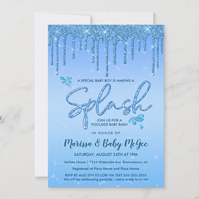 Poolparty Barnkalas för Baby Inbjudningar (Framsida)