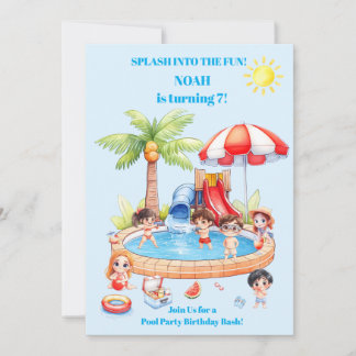 Poolparty Barnkalender | Redigerbar Inbjudningar