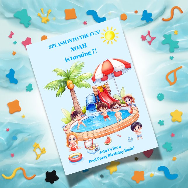 Poolparty Barnkalender | Redigerbar Inbjudningar (Skapare uppladdad)