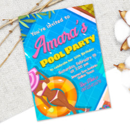 Poolparty Flickinvitation Inbjudningar