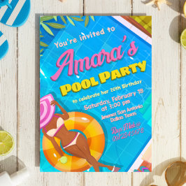 Poolparty Flicksinladning Inbjudningar