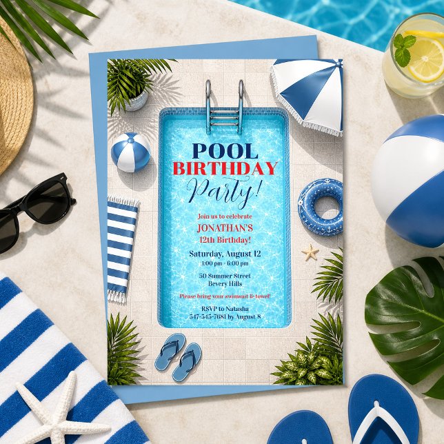 Poolparty Födelsedag Sommar Inbjudan (Skapare uppladdad)