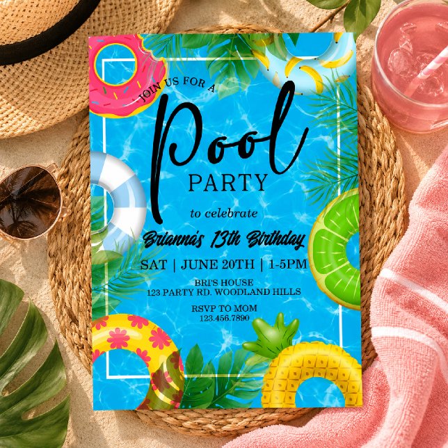 Poolparty födelsedag | Sommar Pool Bash Inbjudningar (Skapare uppladdad)