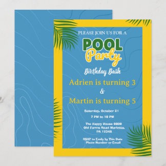 Poolparty födelsedagsfest inbjudningar