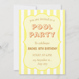 Poolparty Födelsedagsinbjudan Gul Rand Inbjudningar