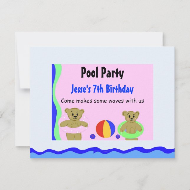Poolparty Födelsedagsinbjudan Inbjudningar (Framsida)