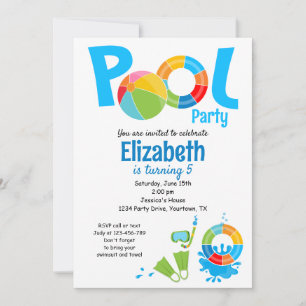 Poolparty Födelsedagsinbjudan Inbjudningar