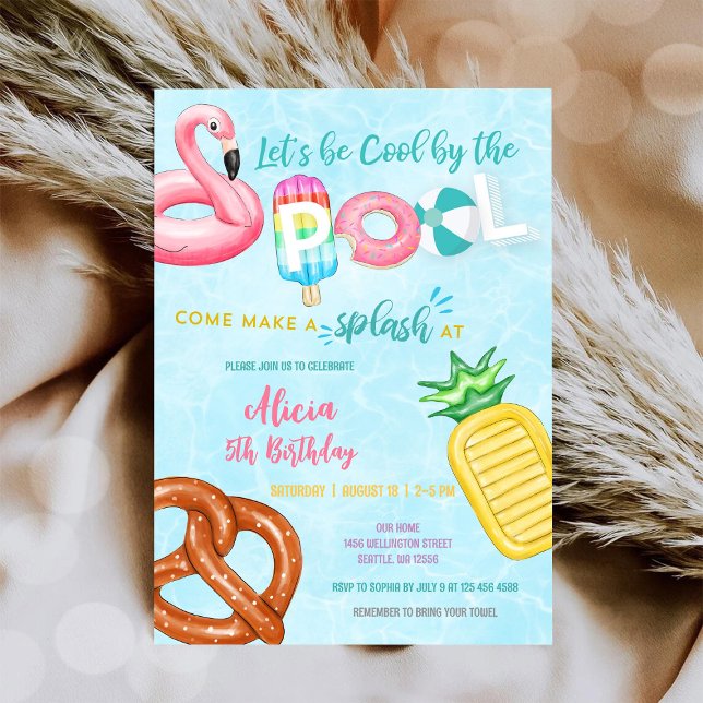 Poolparty Födelsedagsinbjudan Inbjudningar (Skapare uppladdad)