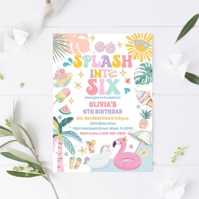 Poolparty Födelsedagsinbjudan Inbjudningar (Skapare uppladdad)