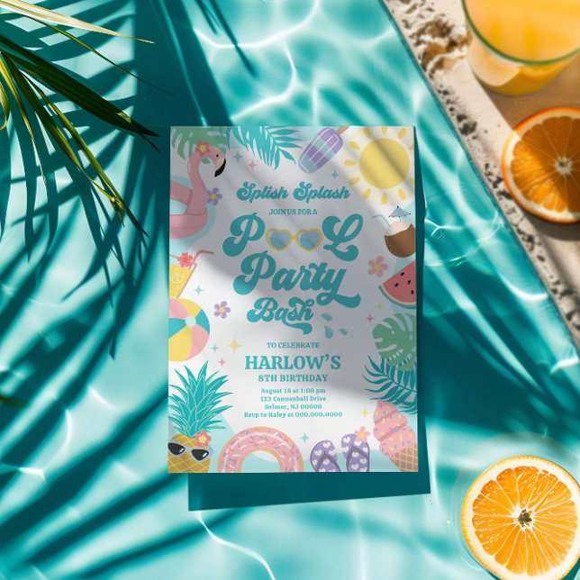 Poolparty Födelsedagsinbjudan Inbjudningar (Skapare uppladdad)
