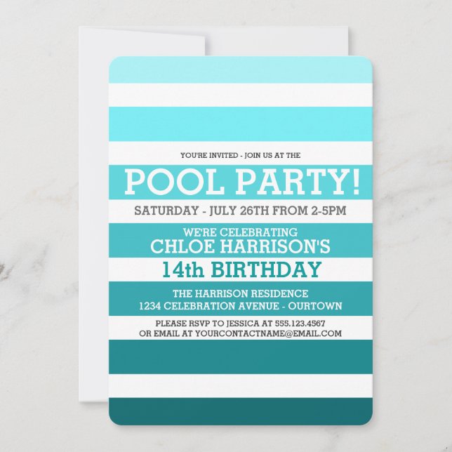 Poolparty Födelsedagsinbjudningar Inbjudningar (Framsida)