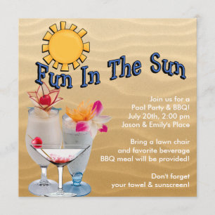 Poolparty för vuxna och grillfest inbjudningar