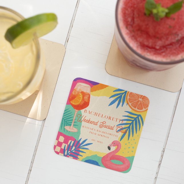 Poolparty Helg Social Klub Möhippa Underlägg Papper Kvadrat (Skapare uppladdad)