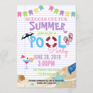 poolparty i slutet av skolåret sommarfest fundrais inbjudningar