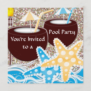 Poolparty-inbjudan eller inbjudan till vilken till
