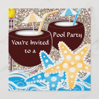 Poolparty-inbjudan eller inbjudan till vilken till