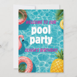 Poolparty-inbjudan Flamingo Tropisk Rolighet