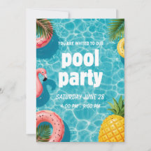 Poolparty-inbjudan Flamingo Tropisk Rolighet