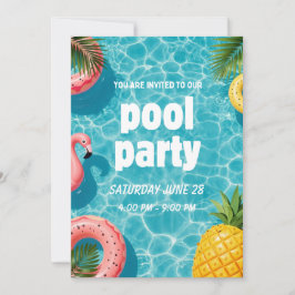Poolparty-inbjudan Flamingo Tropisk Rolighet