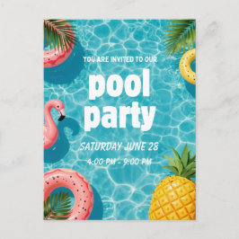 Poolparty-inbjudan Flamingo Tropisk Rolighet Inbjudan Vykort