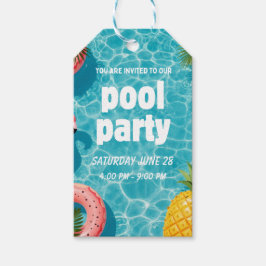 Poolparty-inbjudan Flamingo Tropisk Rolighet Presentetikett