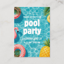 Poolparty-inbjudan Flamingo Tropisk Rolighet