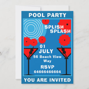 Poolparty-inbjudan för vuxna inbjudningar