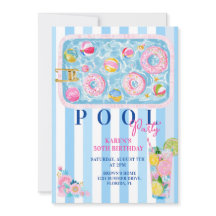 Poolparty-inbjudan för vuxna sommar födelsedag