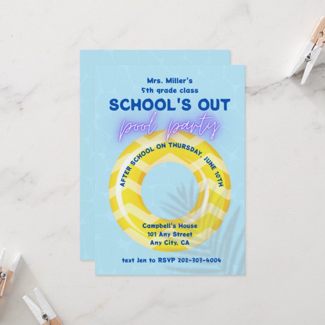 Poolparty-inbjudan | Gul flotte Inbjudningar (Fram/Back In Situ)